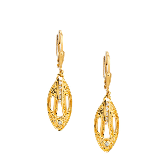 24k Vermeil with White Moissanite Leverback Earrings