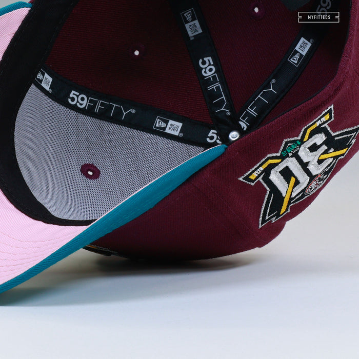 ANAHEIM MIGHTY DUCKS 30TH ANNIVERSARY JERSEY INSPIRED SHY PINK UV NEW ERA FITTED CAP