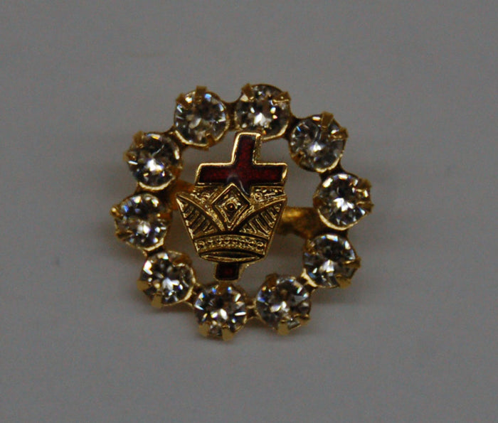 D9819 Lapel Pin Rhinestone Cross & Crown