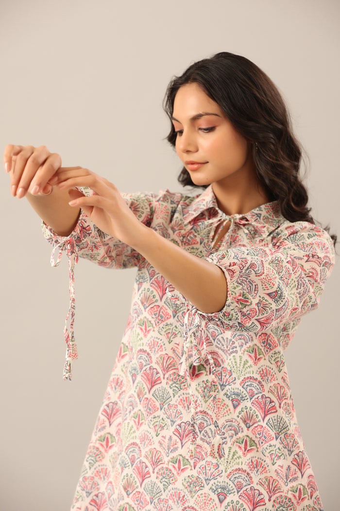 Floral Canopies on Offwhite Lounge Cotton Co-ord Set