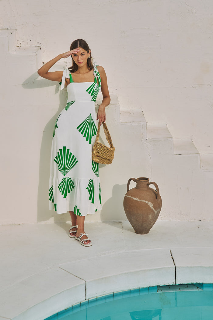 Hendy Shoulder Tie Maxi Dress Fan Breeze