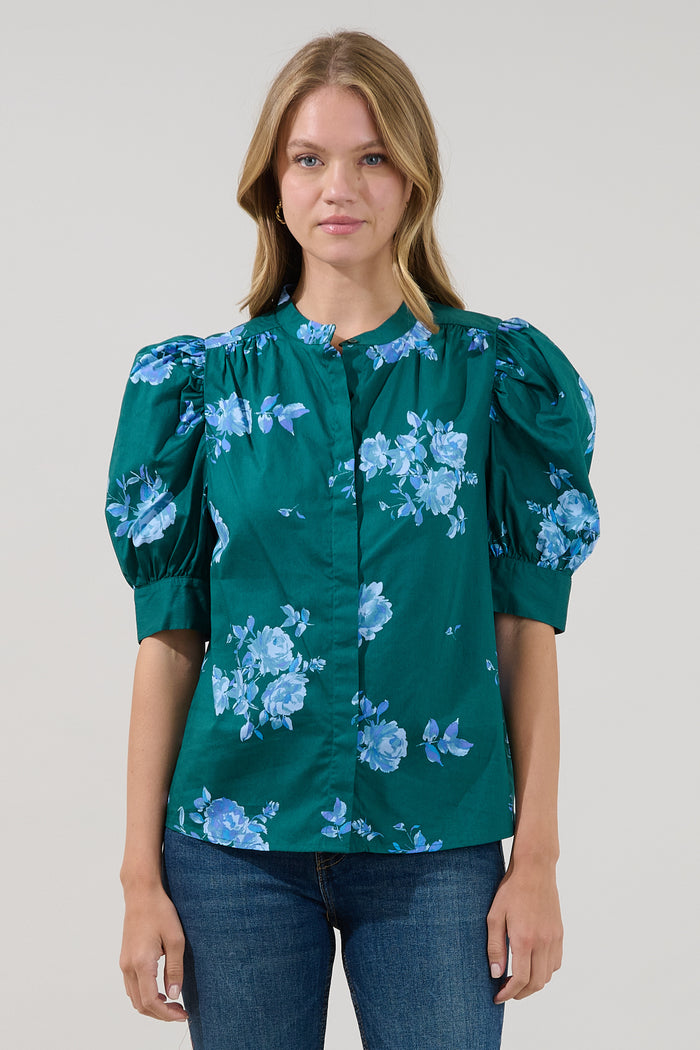Klina Drape Sleeve Top Denise Floral