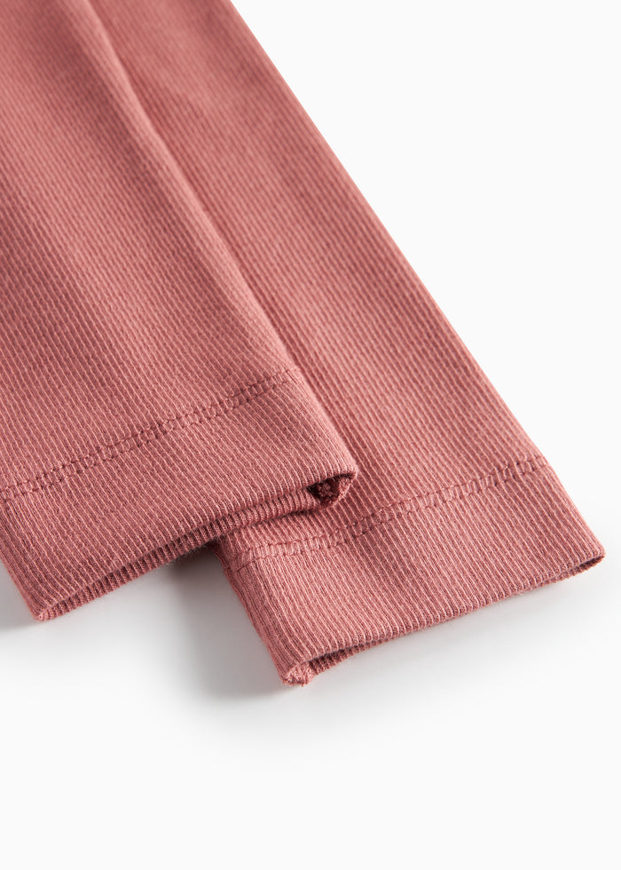 Dusty pink ribbed leggings for children
