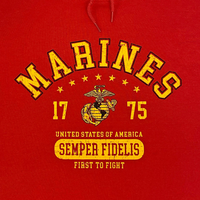 Marines Distressed Semper Fidelis Hood (Red)