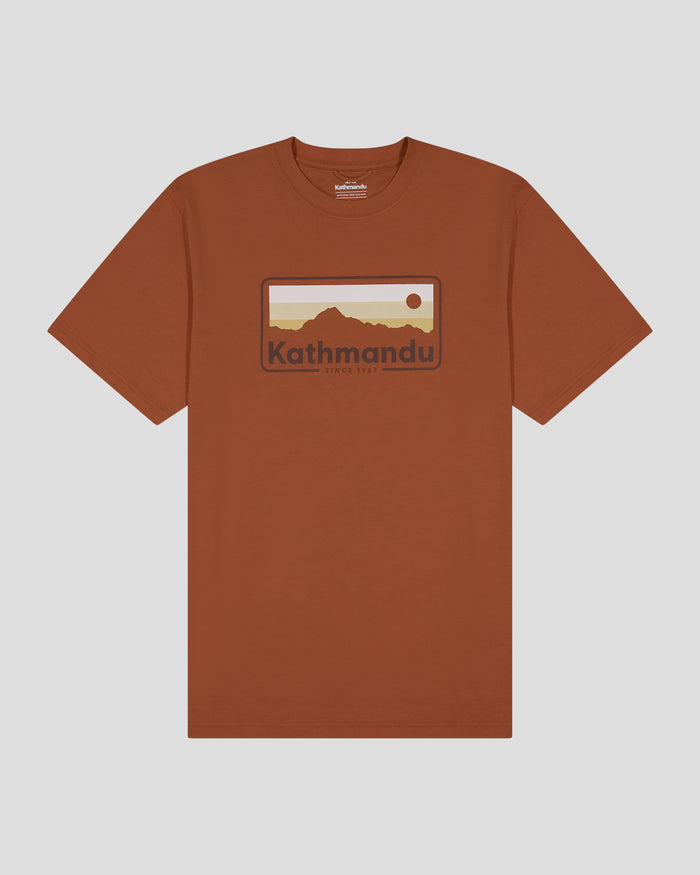 Men's Kathmandu Logo 70's Organic Cotton T-shirt - Copper