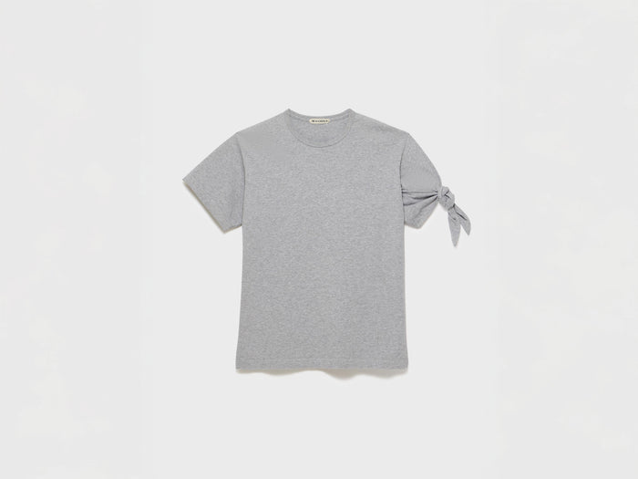 MENS KNOTTED SLEEVE T-SHIRT IN MID GREY MELANGE
