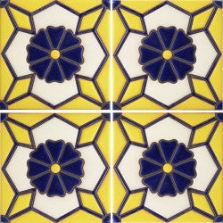 Raised relief blue and yellow tile