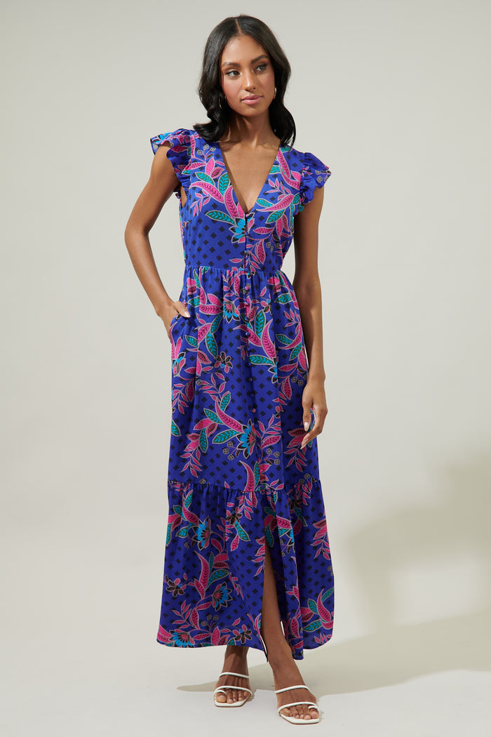 Rayanne Indigo Evianna Button Down Maxi Dress