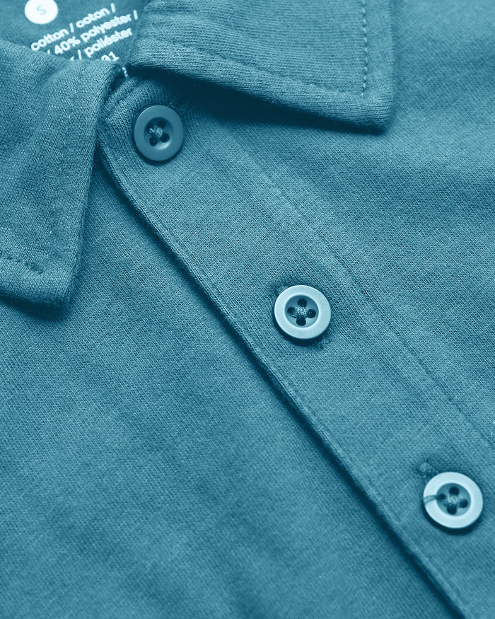 Sapphire Short Sleeve Tall Polo close-up showing collar and button placket.