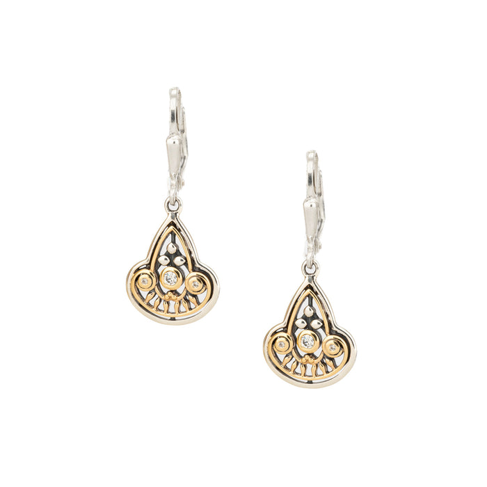 Silver with 24k Vermeil and White Moissanite Alchemy Leverback Earrings