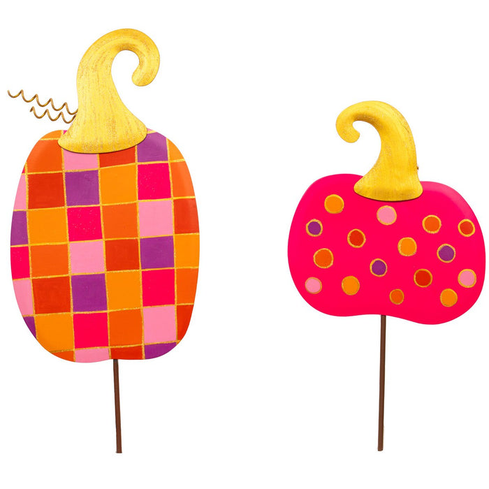 Stake Pumpkins Bright Round top collection, pink pumpkins, hot pink and orange pumpkins