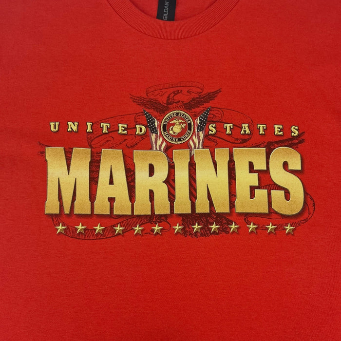United States Marines Gold Flags T-Shirt (Red)