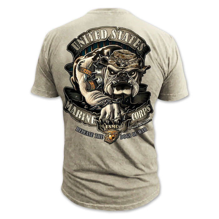 USMC Release The Dogs Of War T-Shirt (Tan)