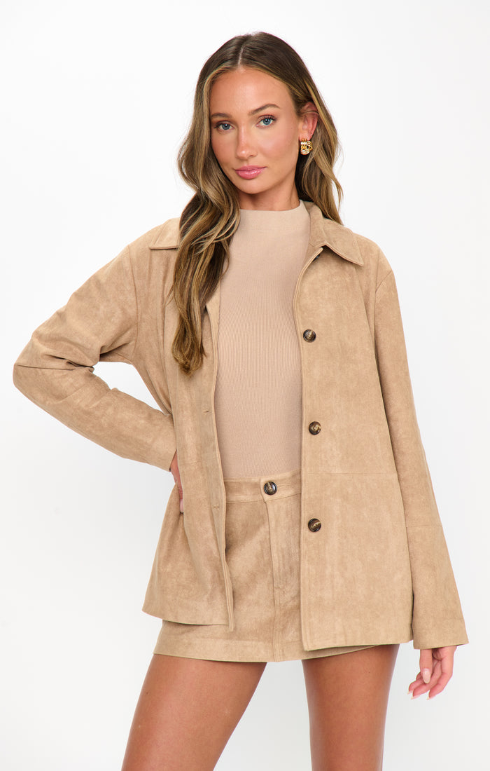 Vancouver Jacket ~ Beige Faux Suede