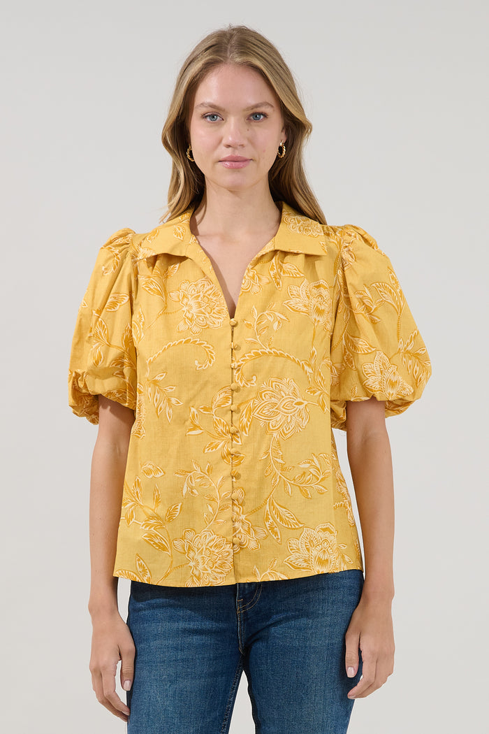 Zarai Button Down Top Narobi Floral