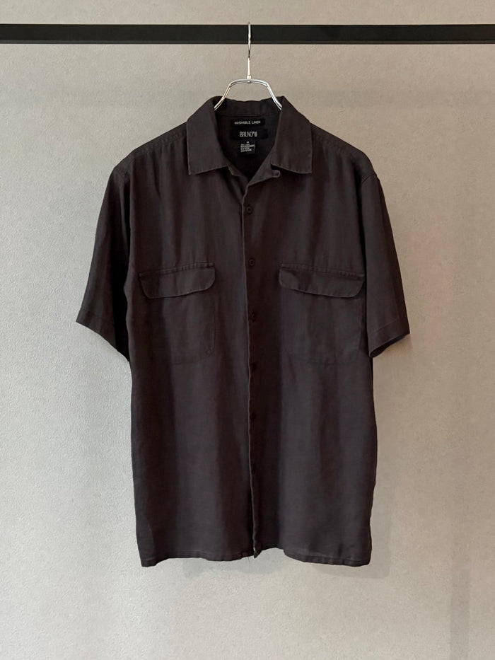 00's BRUNO linen open collar shirt