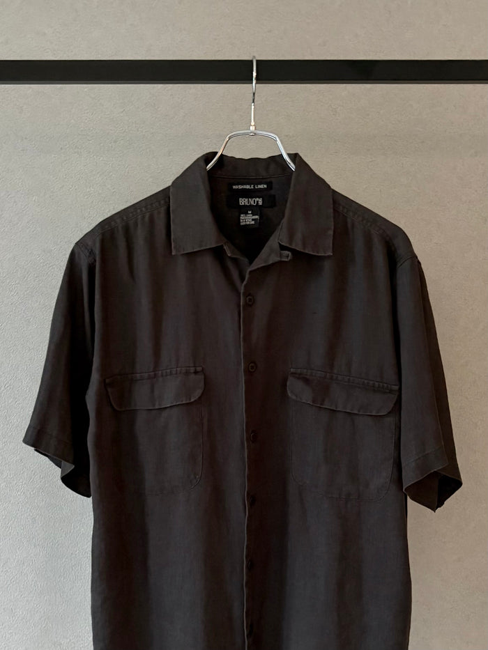 00's BRUNO linen open collar shirt