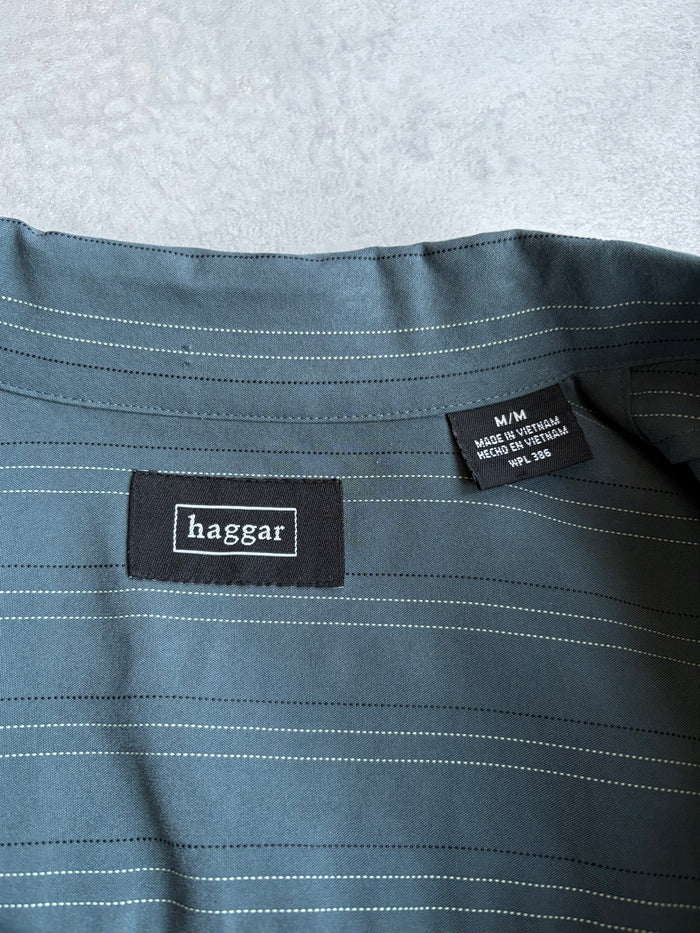 00's haggar open collar shirt