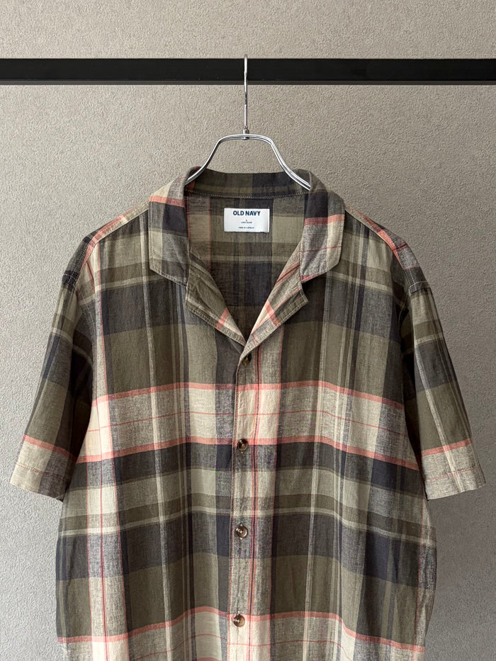 00's〜 OLD NAVY open collar linen shirt