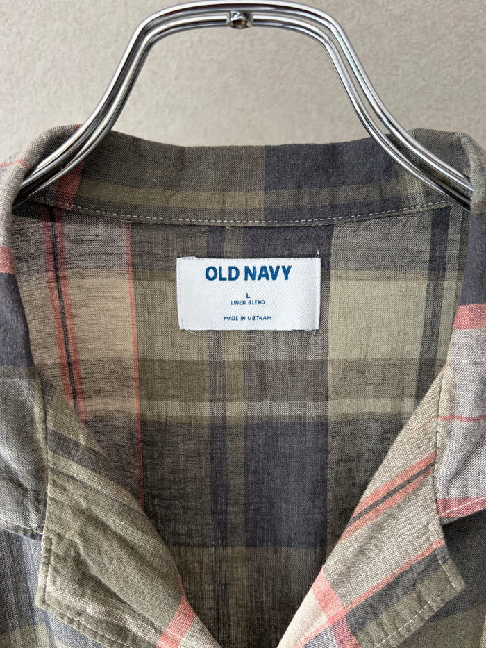 00's〜 OLD NAVY open collar linen shirt