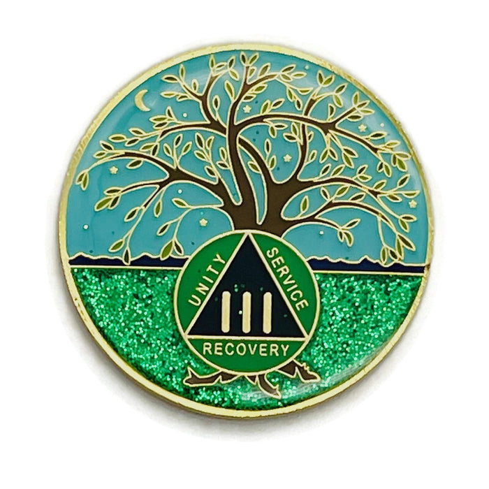 1 to 60 Year Tree of Life Specialty AA Recovery Medallion - Tri-Plated Chip/Coin