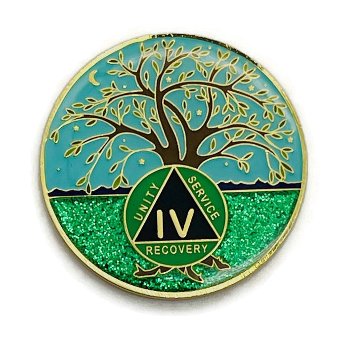 1 to 60 Year Tree of Life Specialty AA Recovery Medallion - Tri-Plated Chip/Coin