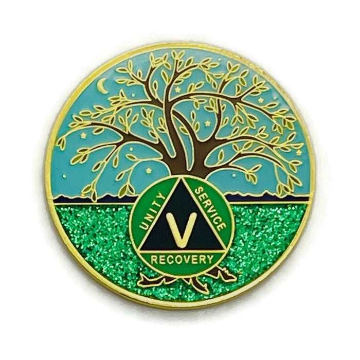 1 to 60 Year Tree of Life Specialty AA Recovery Medallion - Tri-Plated Chip/Coin