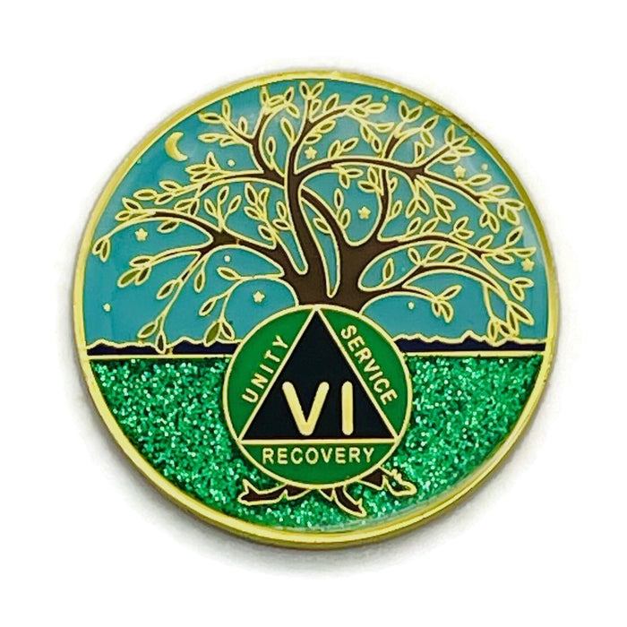 1 to 60 Year Tree of Life Specialty AA Recovery Medallion - Tri-Plated Chip/Coin