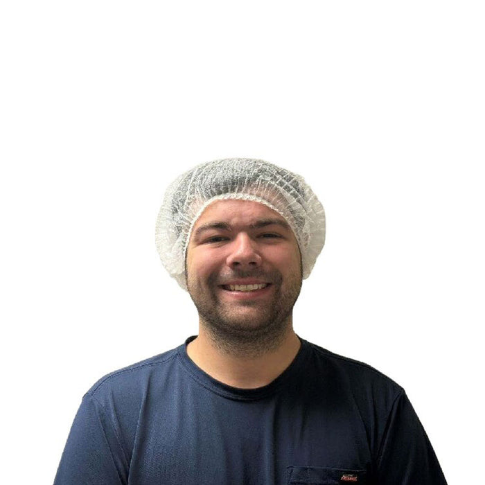 (1000/Case) Novus 24" White Polypropylene Pleated Bouffant Caps