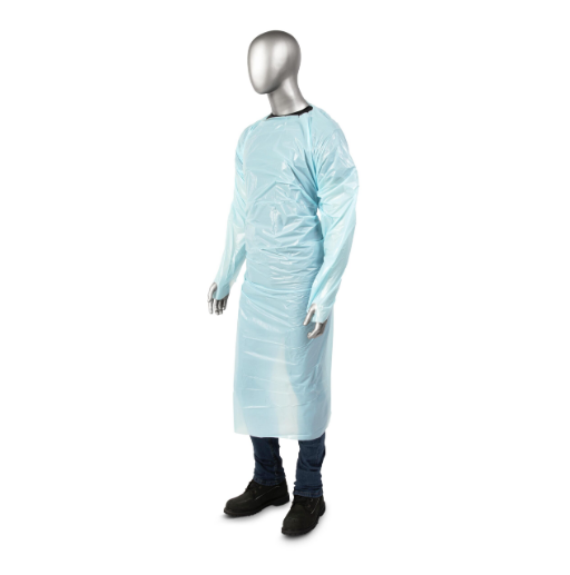 (100/Case) AmbiShield 55" CPE Blue Gown w/ Thumbloop
