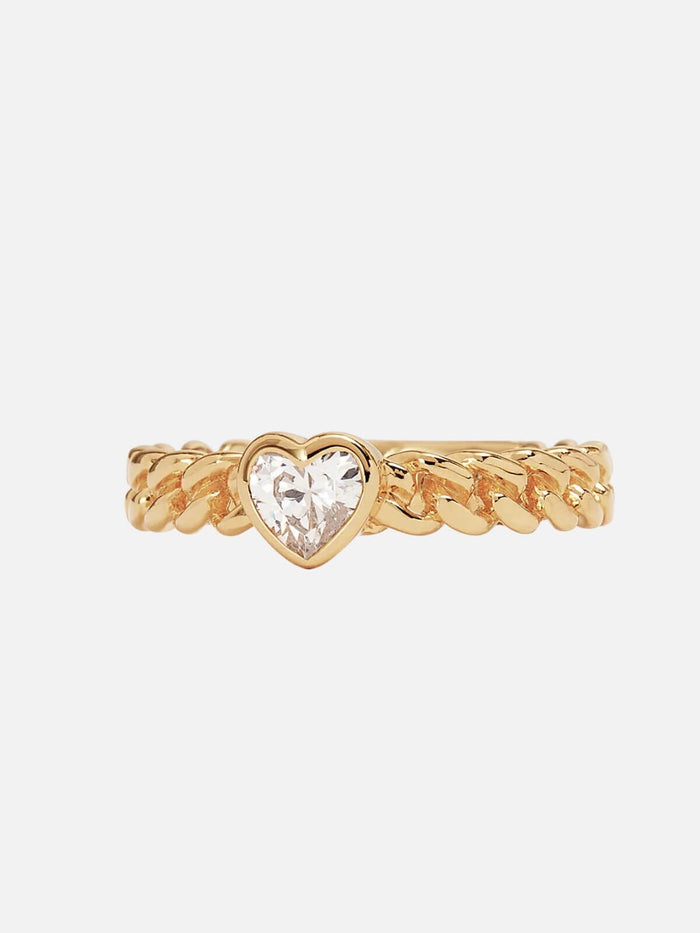 By Charlotte | 18k Gold Vermeil Radiant Heart Engravable Ring | Perlu