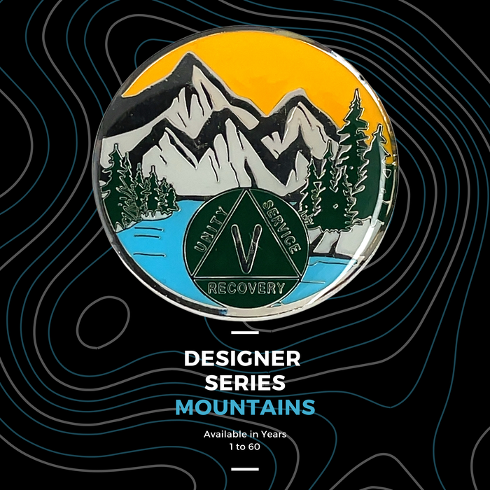 29 Year Mountain Scene Specialty AA Recovery Medallion - Twenty-Nine Year Tri-Plated Chip/Coin/Token