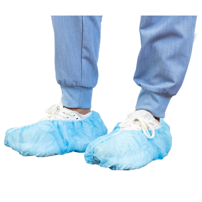 (300/Case) Novus 18" Blue Polypropylene Disposable Non-Skid Shoe Covers