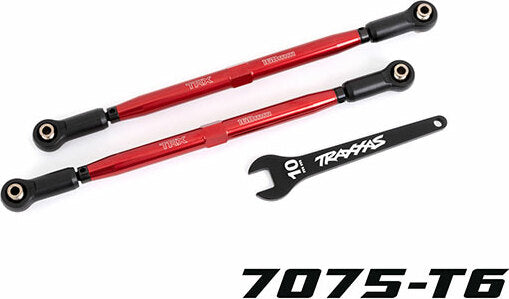 Toe Links, Front (Tubes Red-Anodized, 7075-T6 Aluminum, Stronger Than Titanium) (2) (For Use with #7895 X-Maxx® Widemaxx® Suspension Kit)