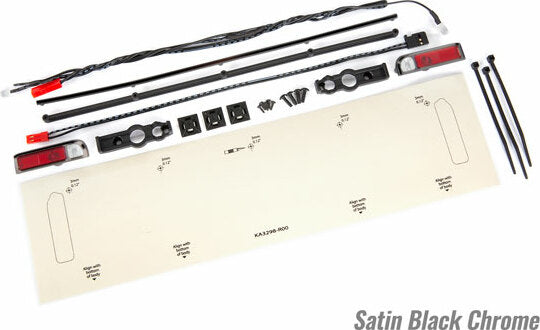 Led Lights, Tail Lights (Red)/ Power Harness/ Tail Light Housings (Left and Right)/ Tailgate Trim (Satin Black Chrome)/ Zip Ties (3)