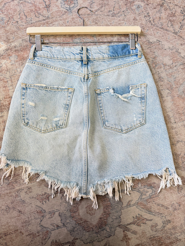 Anthropologie Pilcro Frayed Denim Mini Skirt (4)