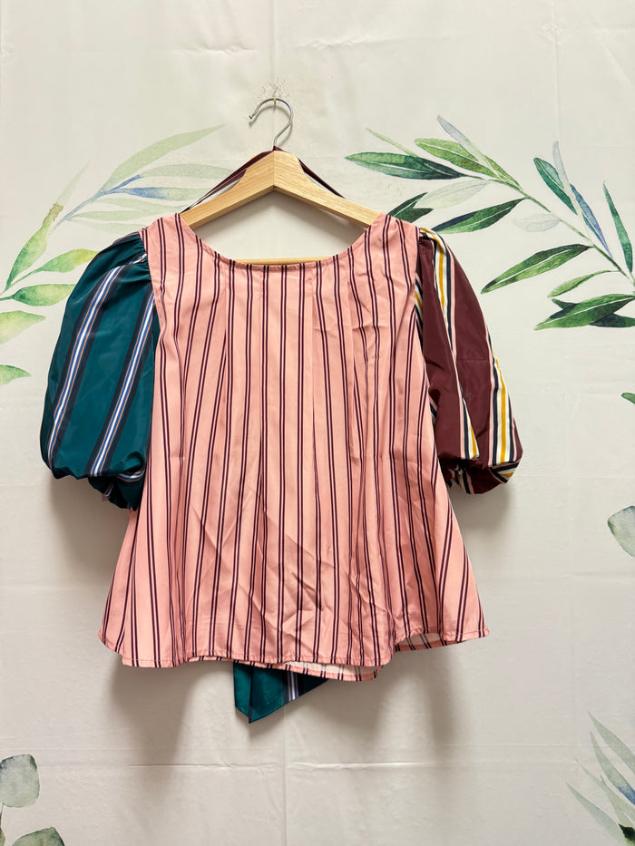 Anthropologie Maeve Taffeta Bow Swing Blouse (M)