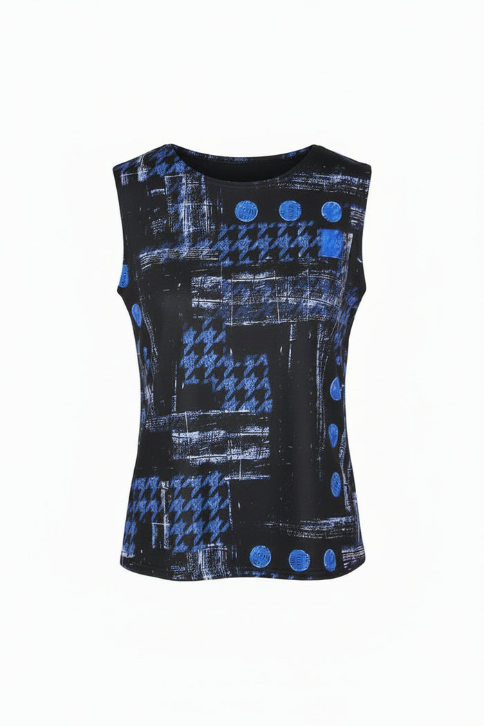 Abstract-Print Mesh Jacket & Knit Shell Twin Set - 31444