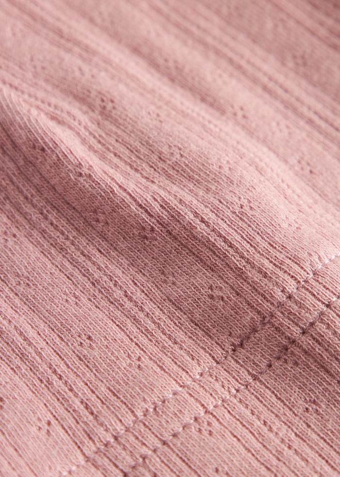 Pink pointelle baby hat
