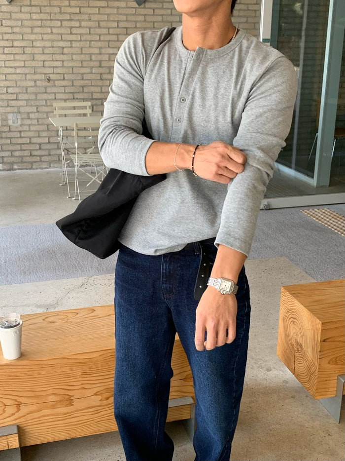 Airy Henley Long Sleeve Tee