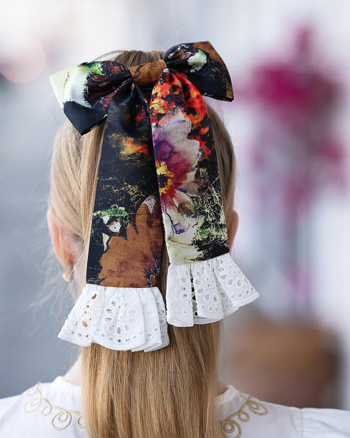 Alexis Foliage Print Hair Bow - Petite Maison Kids