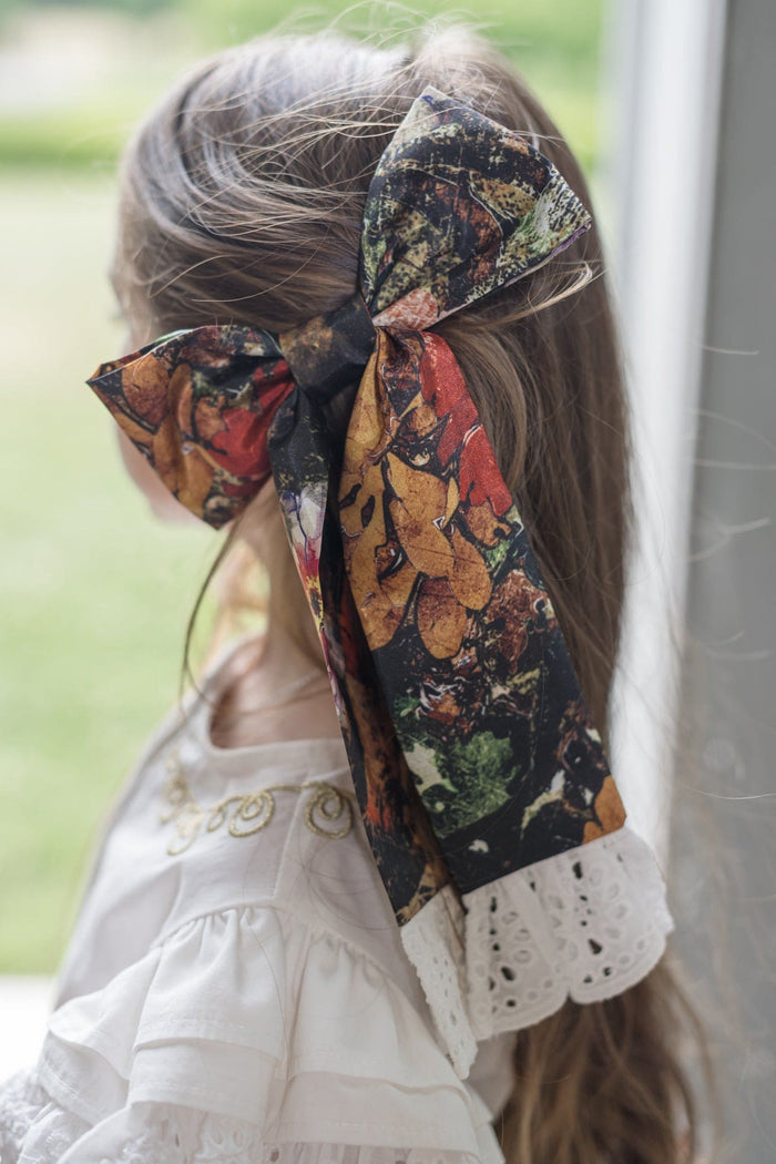 Alexis Foliage Print Hair Bow - Petite Maison Kids