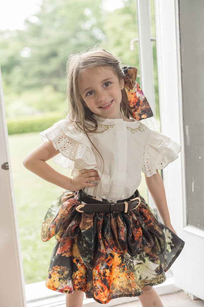 Alexis Foliage Print Hair Bow - Petite Maison Kids