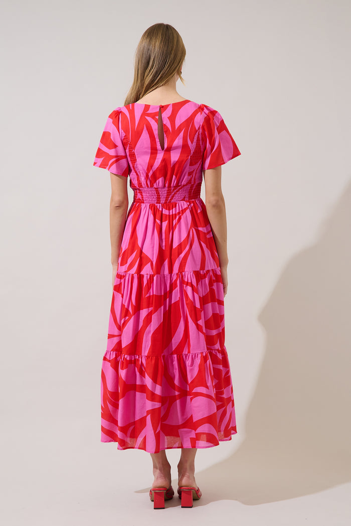 Alexis Poplin Tiered Midi Dress Abstract