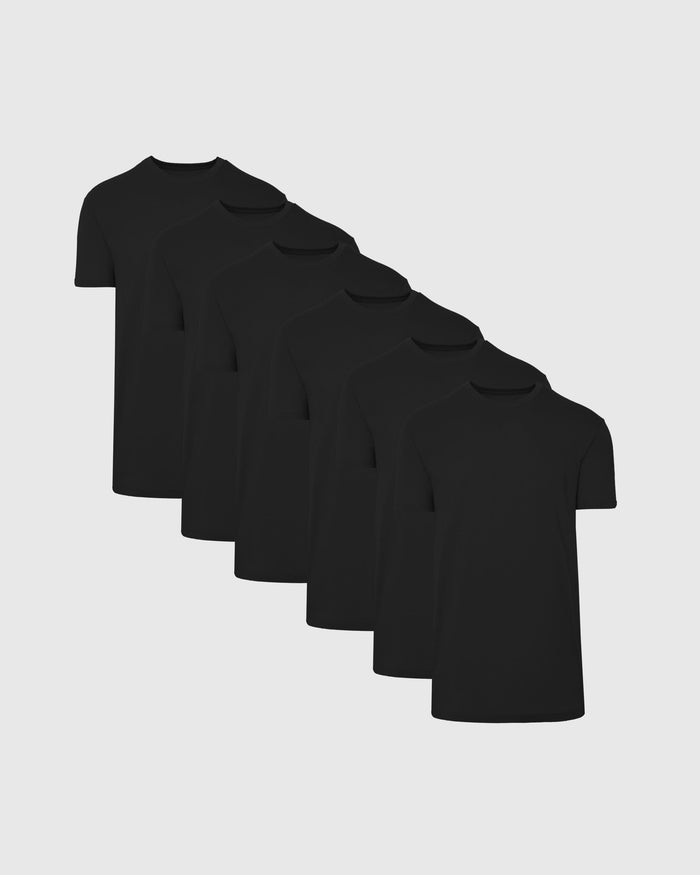 All Black Tall Straight Hem Crew Neck T-Shirt 6-Pack displayed.