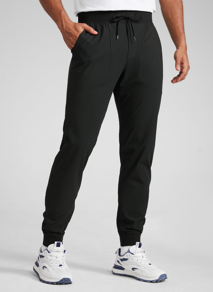 CRZ YOGA Men All Day Comfy Slim-Fit Golf Joggers 32'' with Pockets Black