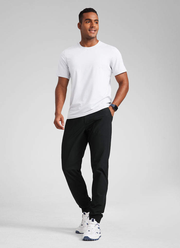 CRZ YOGA Men All Day Comfy Slim-Fit Golf Joggers 32'' with Pockets Black