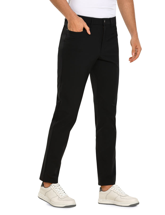 CRZ YOGA Men's Lightweight Casual All Day Comfy Quick Dry Pant (5 pockets) Black