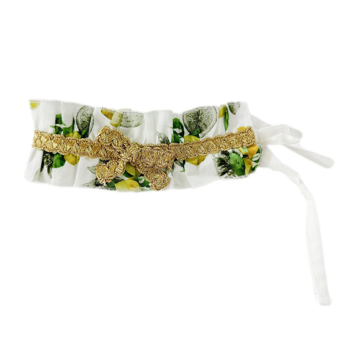 Amalfi Lemon Print Linen Hair Sash - Petite Maison Kids