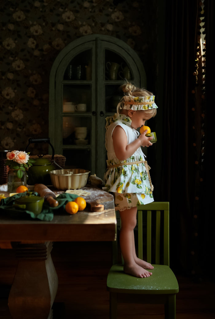 Amalfi Lemon Print Linen Hair Sash - Petite Maison Kids
